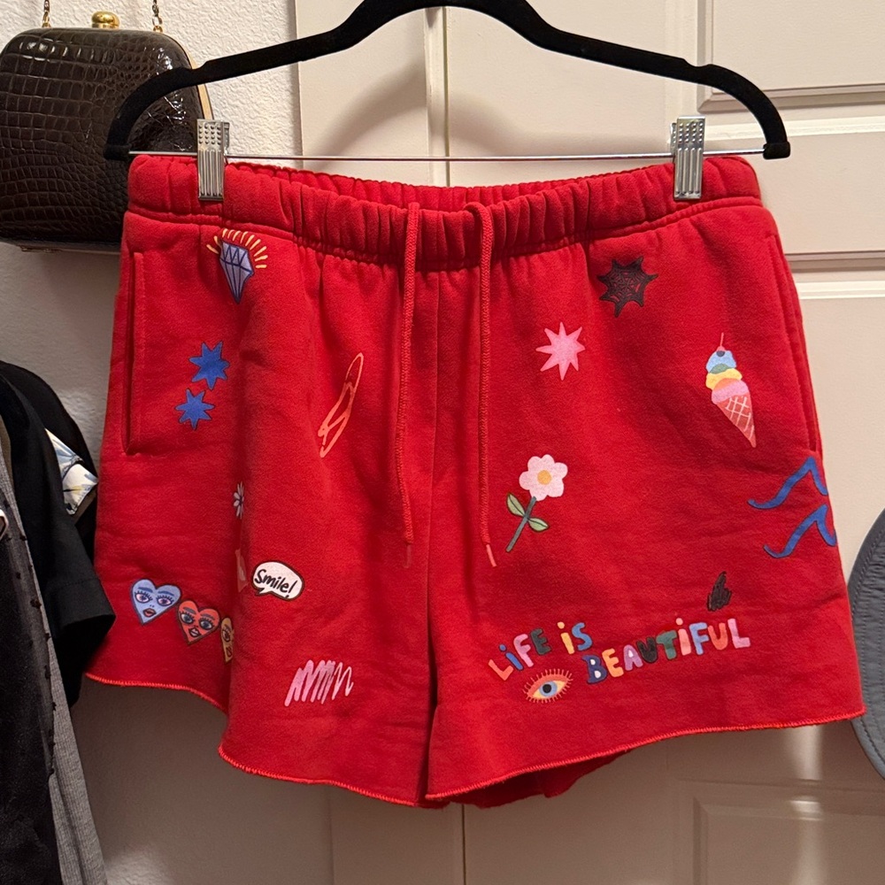 Somebody Loves You Sweat Shorts in Cherry Red - Picture 5 of 7
